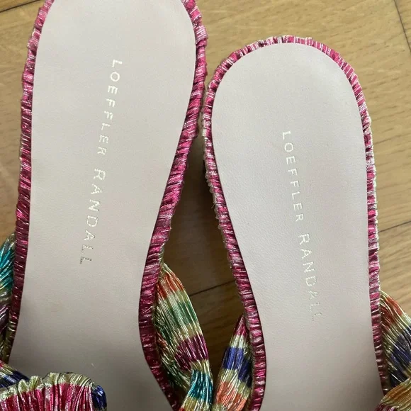 NWOT Loeffler Randall Multicolor Bow Mules 8 - Picture 9 of 9